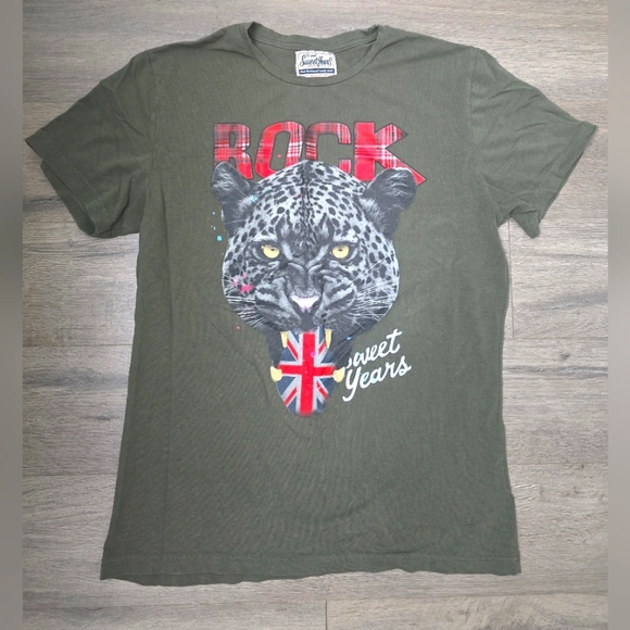 sweet years Other - Sweet Years Rock Made In Italy Leopard Tee Dark Green Mens XXL